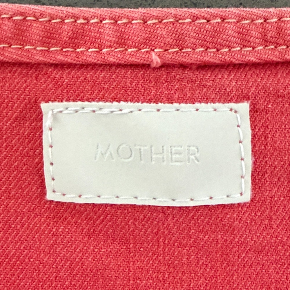 Mother The Ruffle Mini Skirt Size 27 (4) Hot Coral Denim Boho Coastal Cowgirl - Picture 4 of 13